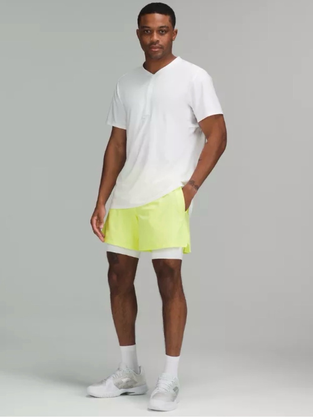 lululemon athletica Wasabi Vented Tennis Shorts with White Compression Liner